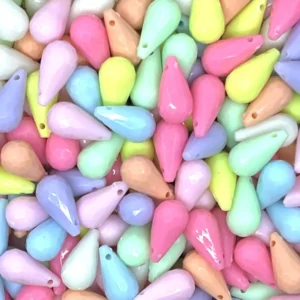 30 Adet 16x8 Mm Plastik Armut Model Boncuk Pastel Karışık Renk, Takı Malzemesi, Plastik Boncuk