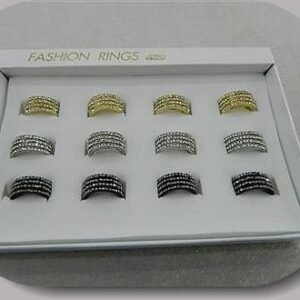 4 Sira Kristal Tasli Bayan Yuzuk 12 Adet 5832mp