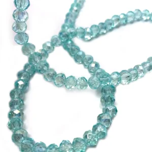 6 Mm Basık Kristal Cam Boncuk Janjanlı Mint Yeşili Renk