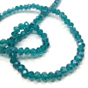 6 Mm Basık Kristal Cam Boncuk Janjanlı Petrol Mavisi Renk