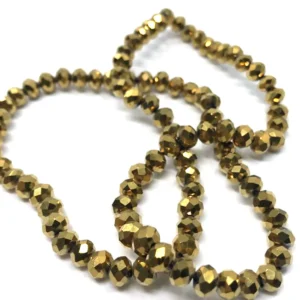 6 Mm Basık Kristal Cam Boncuk Kaplama Gold Renk