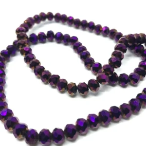 6 Mm Basık Kristal Cam Boncuk Kaplama Mor Renk