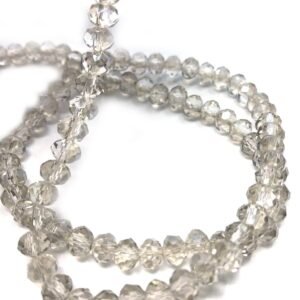 6 Mm Basık Kristal Cam Boncuk Şeffaf Duman Grisi Renk