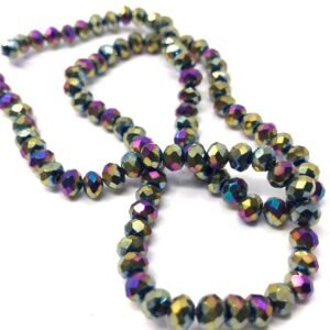 6 Mm Basık Kristal Cam Boncuk Janjanlı Kaplama Siyah Renk