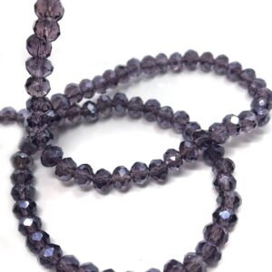 6 Mm Basık Kristal Cam Boncuk Janjanlı Koyu Mürdüm Renk