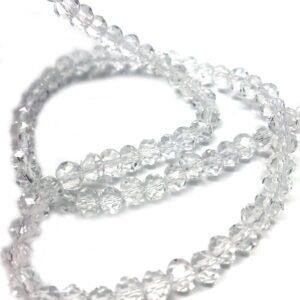 6 Mm Basık Kristal Cam Boncuk Şeffaf Su Beyazı Renk