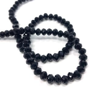 6 Mm Basık Kristal Cam Boncuk Siyah Renk