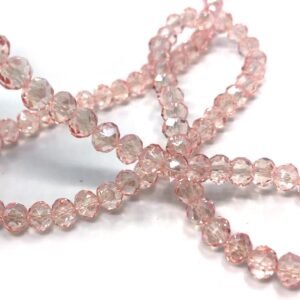 6 Mm Basık Kristal Cam Boncuk Janjanlı Somon Pembe Renk