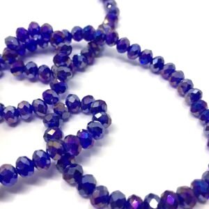 6 Mm Basık Kristal Cam Boncuk Janjanlı Saks Mavisi Renk