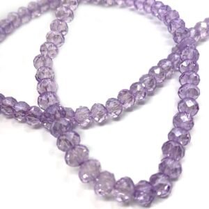 6 Mm Basık Kristal Cam Boncuk Janjanlı Lila Renk