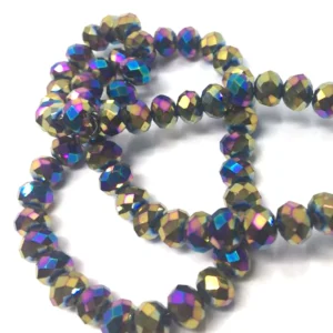 8 Mm Basık Kristal Cam Boncuk Janjanlı Siyah Renk