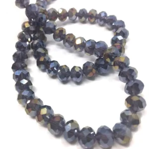 8 Mm Basık Kristal Cam Boncuk Janjanlı Koyu Mürdüm Renk