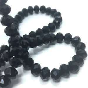 8 Mm Basık Kristal Cam Boncuk Siyah Renk