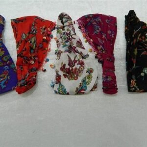 Ahşap Boncuklu Çiçek Desenli Paraşüt Saç Bandı 12 Adet 3160mp