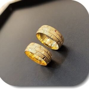 Altin Kaplama 8 mm Desenli Alyans Yuzuk 12 Adet 468eb