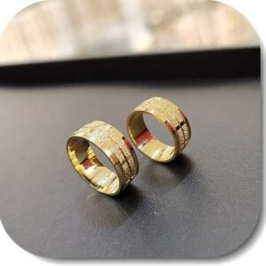 Altin Kaplama 8 mm Kumlu Cizgili Alyans Yuzuk 12 Adet 469eb