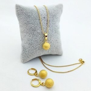 Altin Kaplama Desenli Top Kolye Kupe Set 3326eb