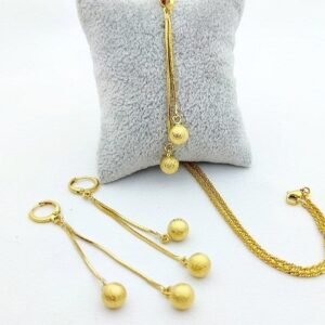 Altin Kaplama Sallantili Top Kolye Kupe Set 3327eb