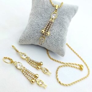 Altin Kaplama Zirkon Tasli Kolye Kupe Set 3321eb