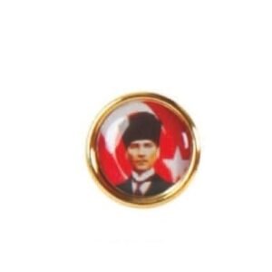 Altin Rengi Ay Yildiz Bayrakli Kalpakli Ataturk Yaka Rozeti 30 Adet 5298mp