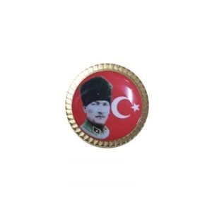 Altin Rengi Ay Yildiz Kalpakli Ataturk Yaka Rozeti 30 Adet 5329mp
