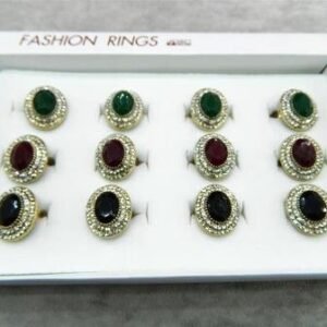 Altın Rengi Kaplama Taşlı Bayan Yüzük 12 Adet 3052mp