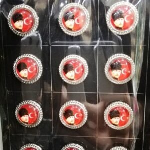 Ay Yıldız Bayraklı Atatürk Yaka Rozeti 12 Adet 1932mp