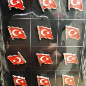 Ay Yıldız Dalgalanan Bayraklı Yaka Rozeti 12 Adet 1954mp