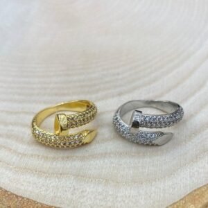 Ayarlanabilir Zirkon Tasli Civi Yuzuk 2 Adet 2043ar