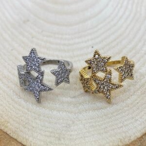 Ayarlanabilir Zirkon Tasli Yildiz Yuzuk 2 Adet 2044ar