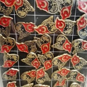 Bayraklı Atatürk Yaka Rozeti 30 Adet 1965mp