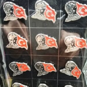 Bayraklı Atatürk Yaka Rozeti 12 Adet 1945mp