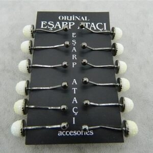 Beyaz Jelibon Taşlı Eşarp Şal Atacı Klipsi Çıtçıtı 12 Adet 7898as