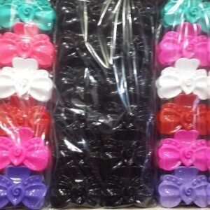 Büyük Boy Fiyonklu Çiçek Desenli Mandal Toka (2 Renk) 12 Adet 3653mp