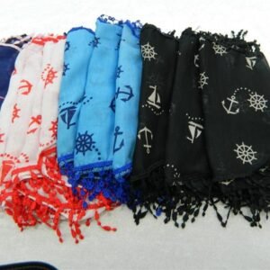 Çapa Desenli Kenarı Güpür Dantel İşlemeli Fular Şal 12 Adet 2289mp