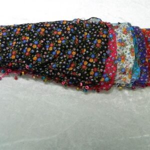 Çiçek Desenli Ahşap Boncuk İşlemeli Fular 12 Adet 6027as