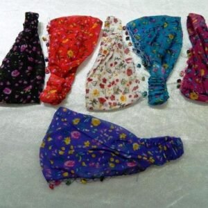 Çiçek Desenli Ahşap Boncuk İşlemeli Paraşüt Saç Bandı 12 Adet 6030as