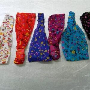 Çiçek Desenli Paraşüt Saç Bandı 12 Adet 6033as