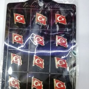 Dalgalı Türk Bayrağı Yaka Rozeti 12 Adet 1927mp