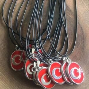 Deri Ipli Metal Ay Yildiz Sallantili Kolye 12 Adet 3495ub