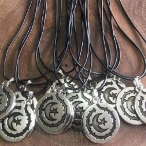 Deri Ipli Metal Ay Yildiz Sallantili Kolye 12 Adet 3487ub