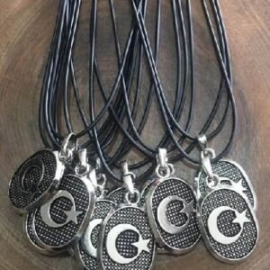 Deri Ipli Metal Ay Yildiz Sallantili Kolye 12 Adet 3562ub