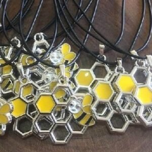 Deri Ipli Metal Bal Petegi Sallantili Kolye 12 Adet 3516ub