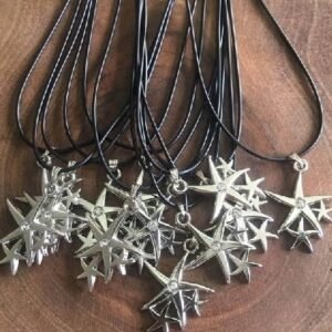 Deri Ipli Metal Deniz Yildizi Sallantili Kolye 12 Adet 3585ub