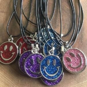 Deri Ipli Metal Emoji Sallantili Kolye 12 Adet 3558ub