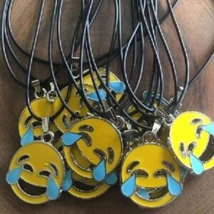 Deri Ipli Metal Emoji Sallantili Kolye 12 Adet 3563ub