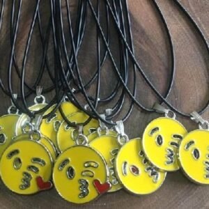 Deri Ipli Metal Emoji Sallantili Kolye 12 Adet 3566ub