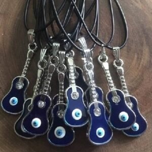 Deri Ipli Metal Gitar Sallantili Kolye 12 Adet 3524ub