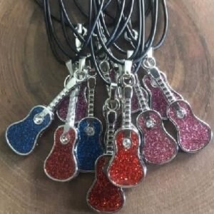 Deri Ipli Metal Gitar Sallantili Kolye 12 Adet 3514ub