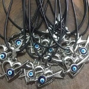 Deri Ipli Metal Kalp Sallantili Kolye 12 Adet 3510ub